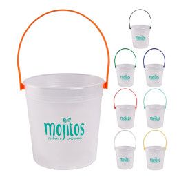 Custom 32 oz Plastic Rum Bucket with Mix and Match Color Handle