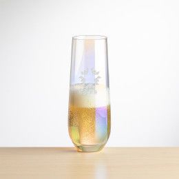 Custom Miami Stemless Flute Glass - Deep Etch