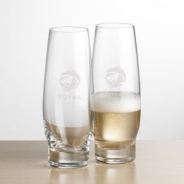 Custom Glenarden Stemless Flute Glass - Deep Etch - 9 oz