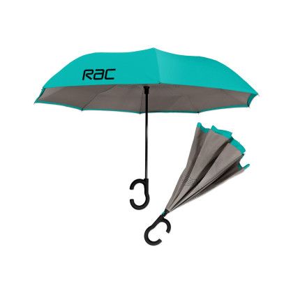 Custom Dual-Tone Inverted Umbrella - Teal/Gray Custom Dual-Tone Inverted Umbrella - Teal/Gray