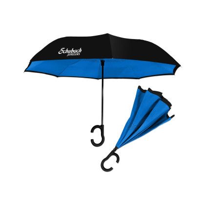 Custom Dual-Tone Inverted Umbrella - Black/Blue Custom Dual-Tone Inverted Umbrella - Black/Blue
