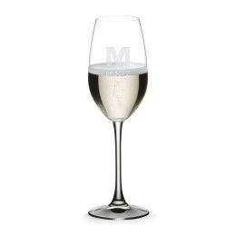 Custom RIEDEL Oenologue Flute Glass - Deep Etch - 9.12 oz Custom RIEDEL Oenologue Flute Glass - Deep Etch - 9.12 oz
