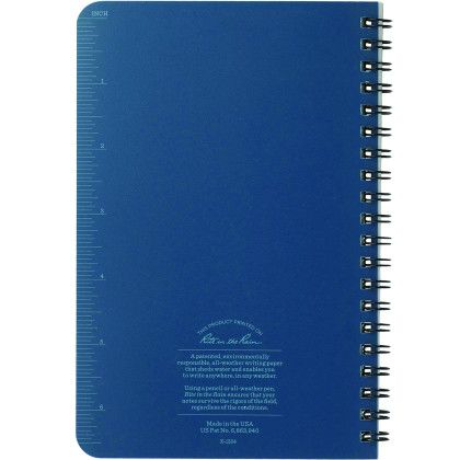 Custom 4.6" x 7" Rite in the Rain Side Spiral Notebook  - Blue Back View 