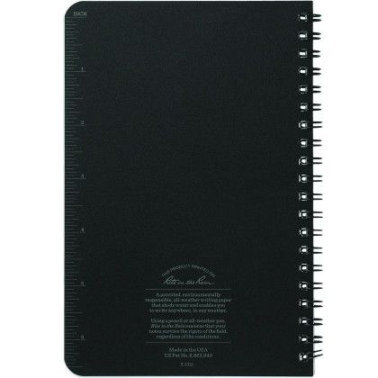 Custom 4.6" x 7" Rite in the Rain Side Spiral Notebook  - Black Back View 