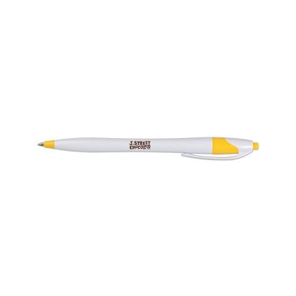 Custom White Honesty Pen with Color Accent - White/yellow