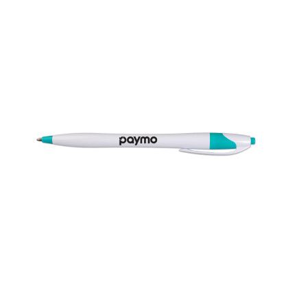 Custom White Honesty Pen with Color Accent - White/teal