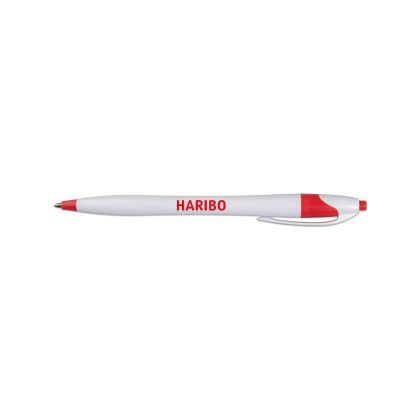 Custom White Honesty Pen with Color Accent - White/red