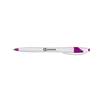 Custom White Honesty Pen with Color Accent - White/purple
