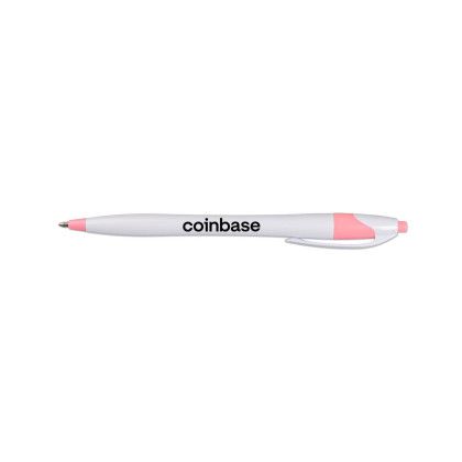 Custom White Honesty Pen with Color Accent - White/pink