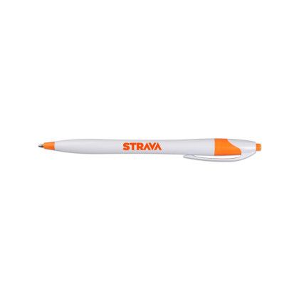 Custom White Honesty Pen with Color Accent - White/Neon orange