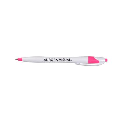 Custom White Honesty Pen with Color Accent - White/Neon Pink