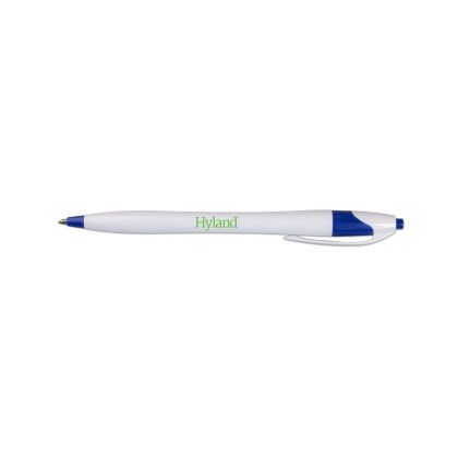 Custom White Honesty Pen with Color Accent - White/navy