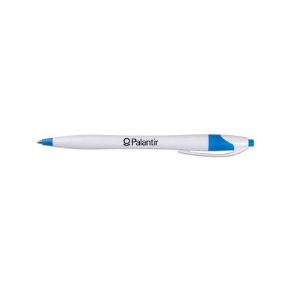 Custom White Honesty Pen with Color Accent - White/blue