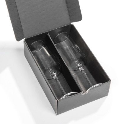 Custom Dunhill Flute Glass - Deep Etch - In Box View 