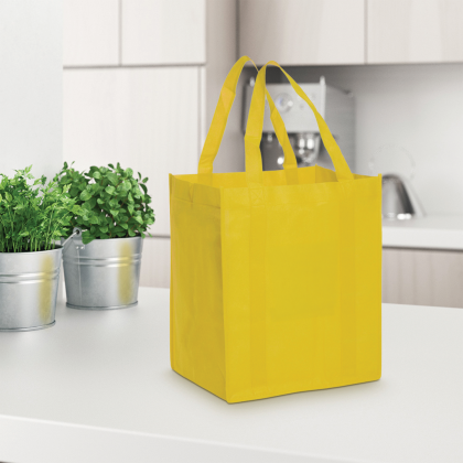 Custom Reusable Grocery Tote Bags - Yellow Custom Reusable Grocery Tote Bags - Yellow