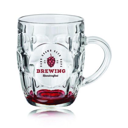 Custom 20 oz. ARC Britannia Glass Beer Mugs - COLOR - Red Custom 20 oz. ARC Britannia Glass Beer Mugs - COLOR - Red