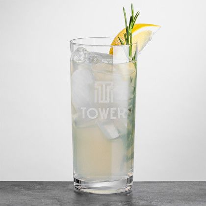 Custom Waldorf Hiball Glass 10 oz - Deep Etch - Front View 