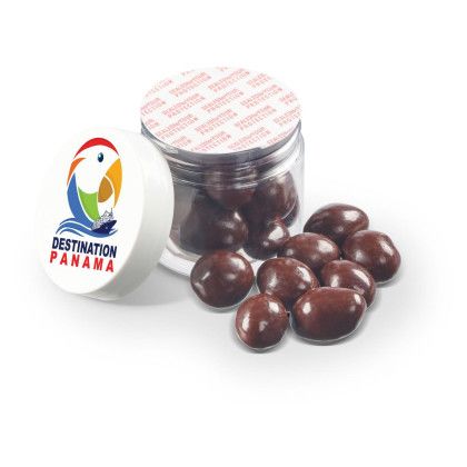 Custom 2 oz Jar of Chocolate Covered Almonds - Open View