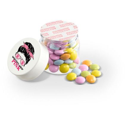 Custom 4 oz Jar of Mini Chocolate lentils - Open View