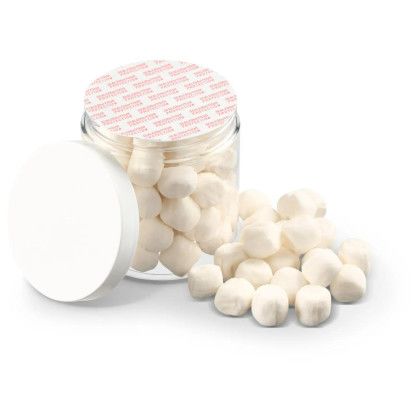 Custom 8 oz. Jar of After Dinner Mints - White open view Custom 8 oz. Jar of After Dinner Mints - White open view