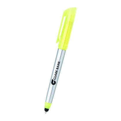 Custom Trilogy Highlighter Stylus Pen - Yellow