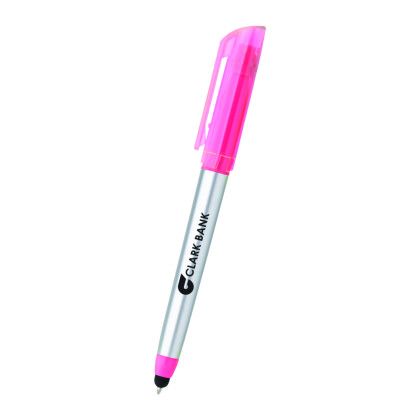 Custom Trilogy Highlighter Stylus Pen - Pink