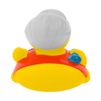 Custom Safety Awareness Construction Rubber Duck - Yellow - Back view