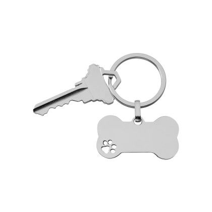 Custom Pet Bone Shape Keychain - Silver With Key Custom Pet Bone Shape Keychain - Silver With Key