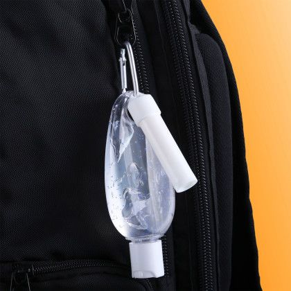 Custom Moisturizing Sanitizer & Lip Moisturizer SPF 15 Carabiner Kit - In Use Custom Moisturizing Sanitizer & Lip Moisturizer SPF 15 Carabiner Kit - In Use