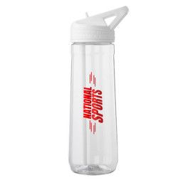 Custom 30 oz. Fitness Plastic Water Bottle with Sip Straw - White Custom 30 oz. Fitness Plastic Water Bottle with Sip Straw - White