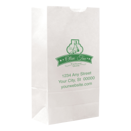 Custom One Color 1-Sided SOS White Paper Bags - 4.25" x 8.1875" x 2.375" 
