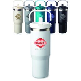 Custom 30 oz. Bronx Stainless Travel Mug with Carrying Handle - All Color