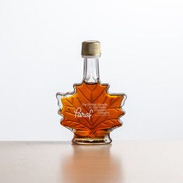 Custom Maple Syrup Glass Bottle 50 ml - Maple Leaf - Deep Etch 