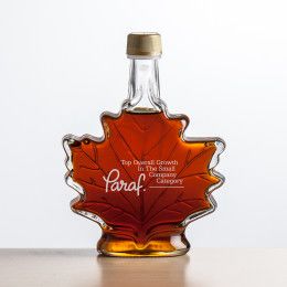 Custom Maple Syrup Glass Bottle 250 ml - Maple Leaf - Deep Etch 