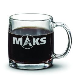 Custom Nordic Glass Coffee Mug - 13 oz - Deep Etch - Clear