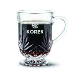 Custom Brinkley Footed Glass Mug - 10 oz - Deep Etch - Clear 