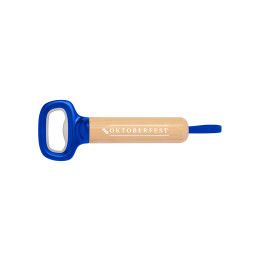 Custom Bamboo Bottle Opener with Silicone Strap - Royal 