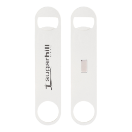 Custom Paddle Style Bottle Opener with Magnet - White Custom Paddle Style Bottle Opener with Magnet - White