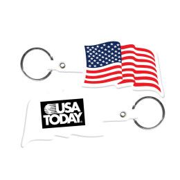 Custom U.S. Flag Flexible Key Tag - White