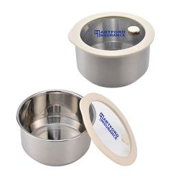 Custom Prima 38 oz Microwaveable Stainless Bowl With Vented Glass Lid Custom Prima 38 oz Microwaveable Stainless Bowl With Vented Glass Lid