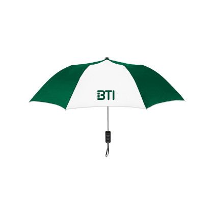 Custom Elite Compact Folding Umbrella- 2 Color Panels - Green/white