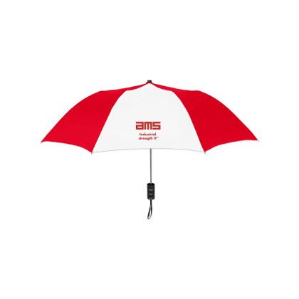 Custom Elite Compact Folding Umbrella- 2 Color Panels - Red/white