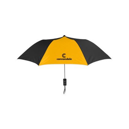 Custom Elite Compact Folding Umbrella- 2 Color Panels - Black/Gold