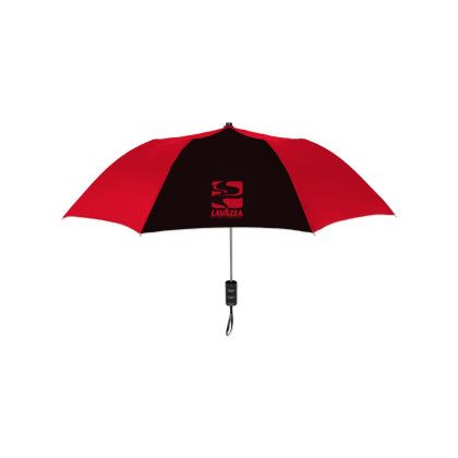 Custom Elite Compact Folding Umbrella- 2 Color Panels - Red with black