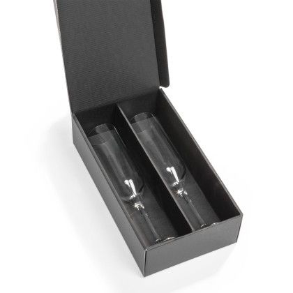 Custom Avondale Flute Glass - Deep Etch - 6 oz - In Box View 