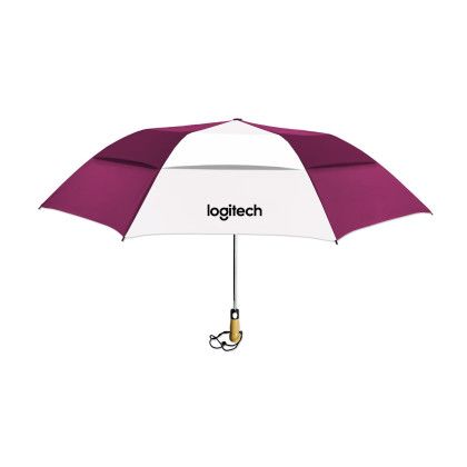Custom The Compact Vented Umbrella - Burgundy/White
