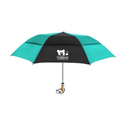 Custom The Compact Vented Umbrella - Teal Blue/White