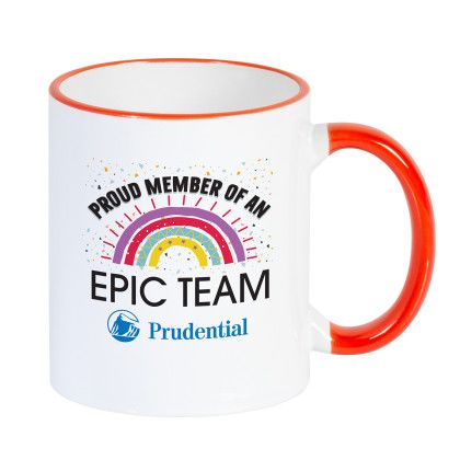 Custom 11oz Epic Team Mug With Colored Handle - Red