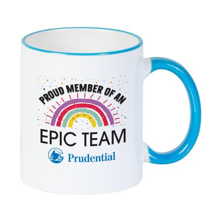 Custom 11oz Epic Team Mug With Colored Handle - Light Blue 