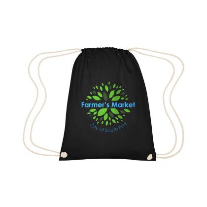 Custom  Cooper Cotton Drawstring Bag - Black